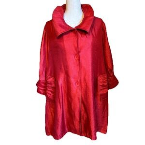 Damee, Inc. Shimmer Red 3/4 Sleeve Swing Jacket Women XL